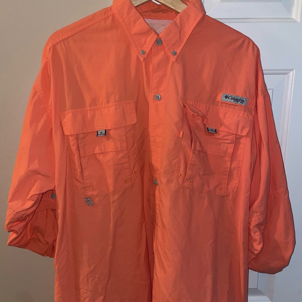Columbia Men's Orange Casual Button Down Shirt